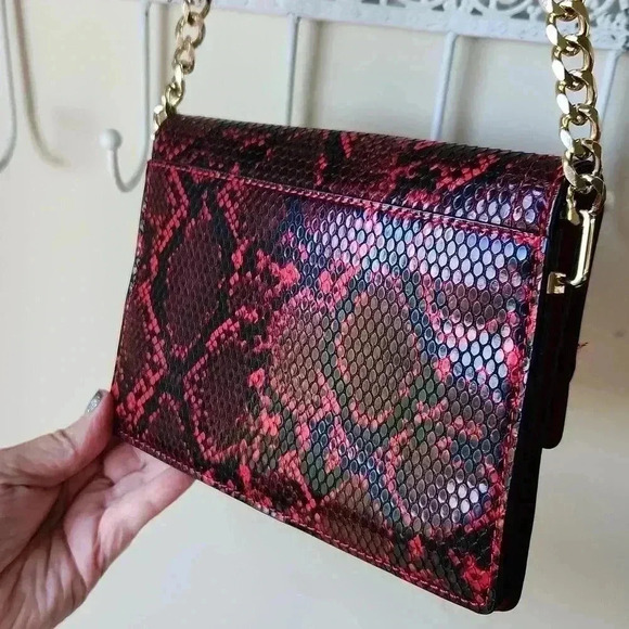 Topshop Vegan Faux Snakeskin Purse Red Black - Picture 7 of 16